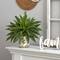 15" Boston Fern Artificial Plant with Tuscan Ceramic Green Scroll Planter